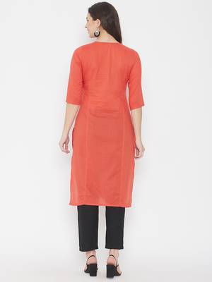 Orange printed cotton cotton-kurtis 5