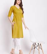 Yellow lace cotton salwar
