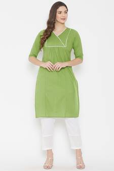 Green lace cotton salwar