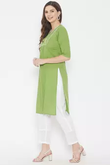 Green lace cotton salwar