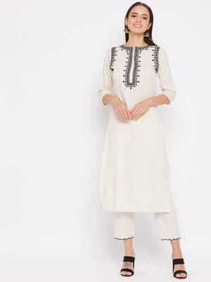 Off-white embroidered cotton salwar 1
