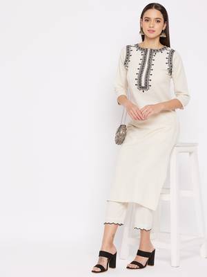 Off-white embroidered cotton salwar 2