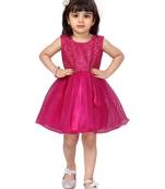 Pink plain polyester kids-frocks