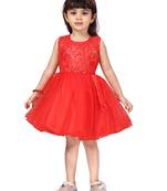 Red plain polyester kids-frocks