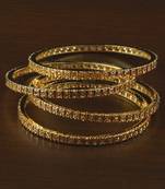 Gold Plated Champagne Stone Embellished American Diamond Bangles BD586