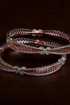 Rose Gold Plated Designer American Diamond Bangles BD591