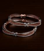Rose Gold Plated Designer American Diamond Bangles BD591
