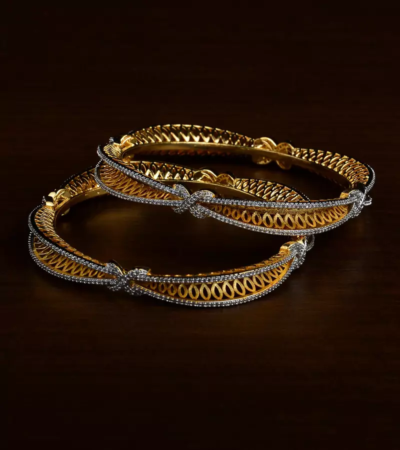 Gold Plated Designer American Diamond Bangles BD592