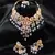 PINK Gold Tone Grey Beaded Designer Kundan Necklace 317FNN289