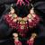 Magenta Gold Tone Maroon Beaded Designer Kundan Necklace 317FNN290