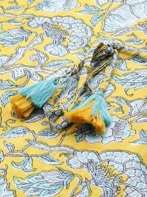 Yellow printed cotton kurtas-and-kurtis 5