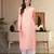 Hand Embroidered Peach Faux Georgette Lucknowi Chikankari Indian Women Kurta With Slip