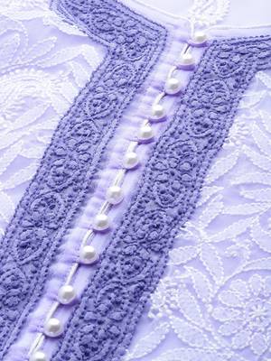 Ada Hand Embroidered Mauve Georgette Lucknowi Chikankari Indian Women Kurta with Slip - A223974 4