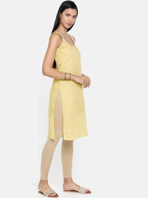 Hand Embroidered Fawn Georgette Lucknowi Chikankari Indian Women Kurta With Slip 4