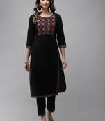 Black plain rayon kurti-trouser