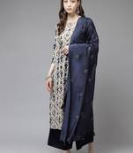 Beige printed cotton kurta-suits