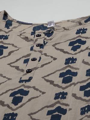 Beige printed cotton kurta-suits 4