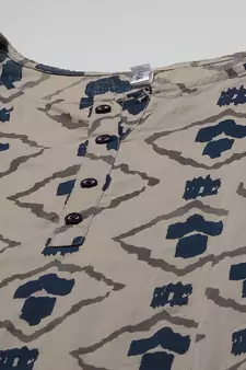 Beige printed cotton kurta-suits