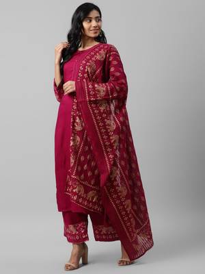 Pink plain cotton kurta-suits 1