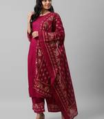 Pink plain cotton kurta-suits