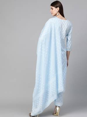 Blue printed cotton kurta-suits 2