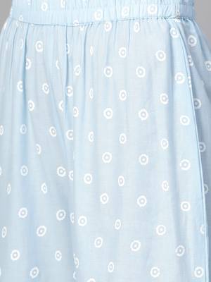 Blue printed cotton kurta-suits 4