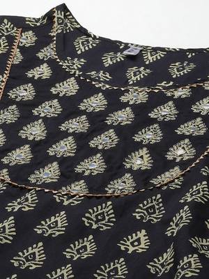 Black printed cotton kurta-suits 3