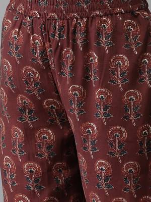 Maroon printed cotton kurta-suits 5