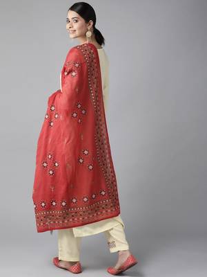 Cream embroidered cotton kurta-suits 2