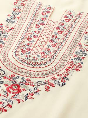 Cream embroidered cotton kurta-suits 4