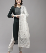 Dark-green plain rayon kurta-suits