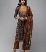 Navy-blue printed cotton kurta-suits