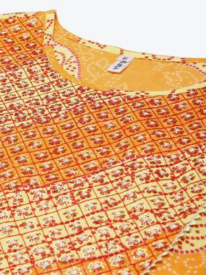 Yellow embroidered cotton kurti-trouser 3