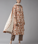 Maroon printed cotton kurti-trouser