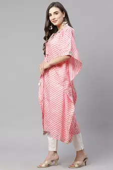 Pink printed cotton ethnic-kurtis