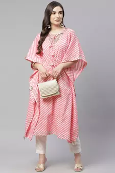 Pink printed cotton ethnic-kurtis