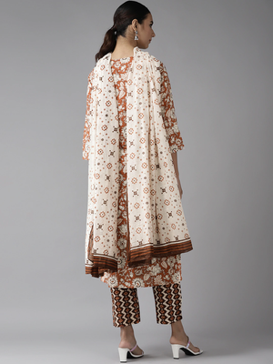 Maroon printed cotton kurti-trouser 2