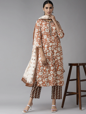 Maroon printed cotton kurti-trouser 3