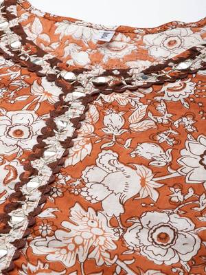 Maroon printed cotton kurti-trouser 4