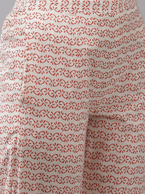 Peach printed cotton kurti-trouser 5