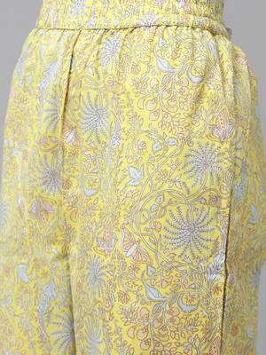 Yellow printed cotton kurta-suits 5