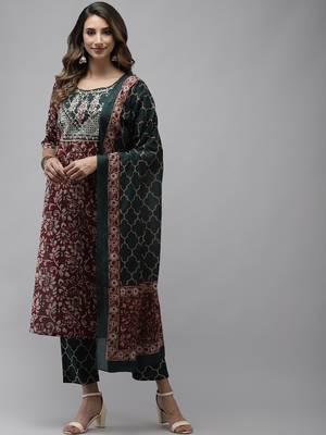 Mauve printed cotton kurta-suits 2
