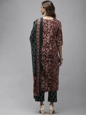 Mauve printed cotton kurta-suits 3