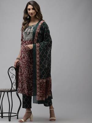 Mauve printed cotton kurta-suits 4