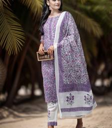 Lavender printed cotton kurta-suits