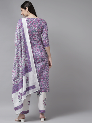 Lavender printed cotton kurta-suits 3