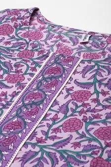 Lavender printed cotton kurta-suits