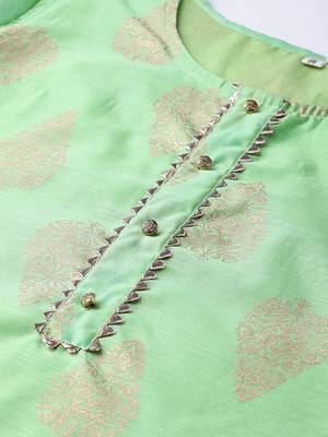 Light-green printed cotton silk palazzo-kurta 4