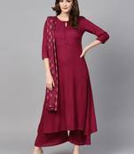 Burgundy plain rayon kurta-suits