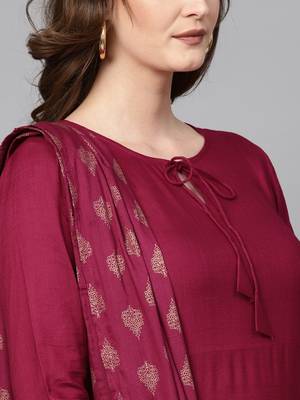 Burgundy plain rayon kurta-suits 3